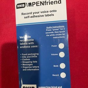 “New” in box RNIB PENfriend Record your voice onto self-adhesive labels